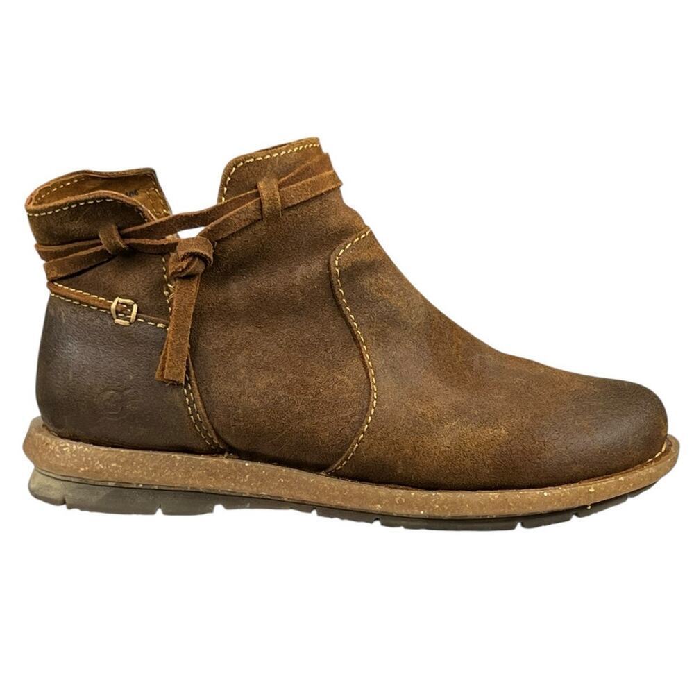 Born Tarkiln Distressed Suede Upper Ankle Boots Comfort Brown Size 8 /38-39 NWOB
